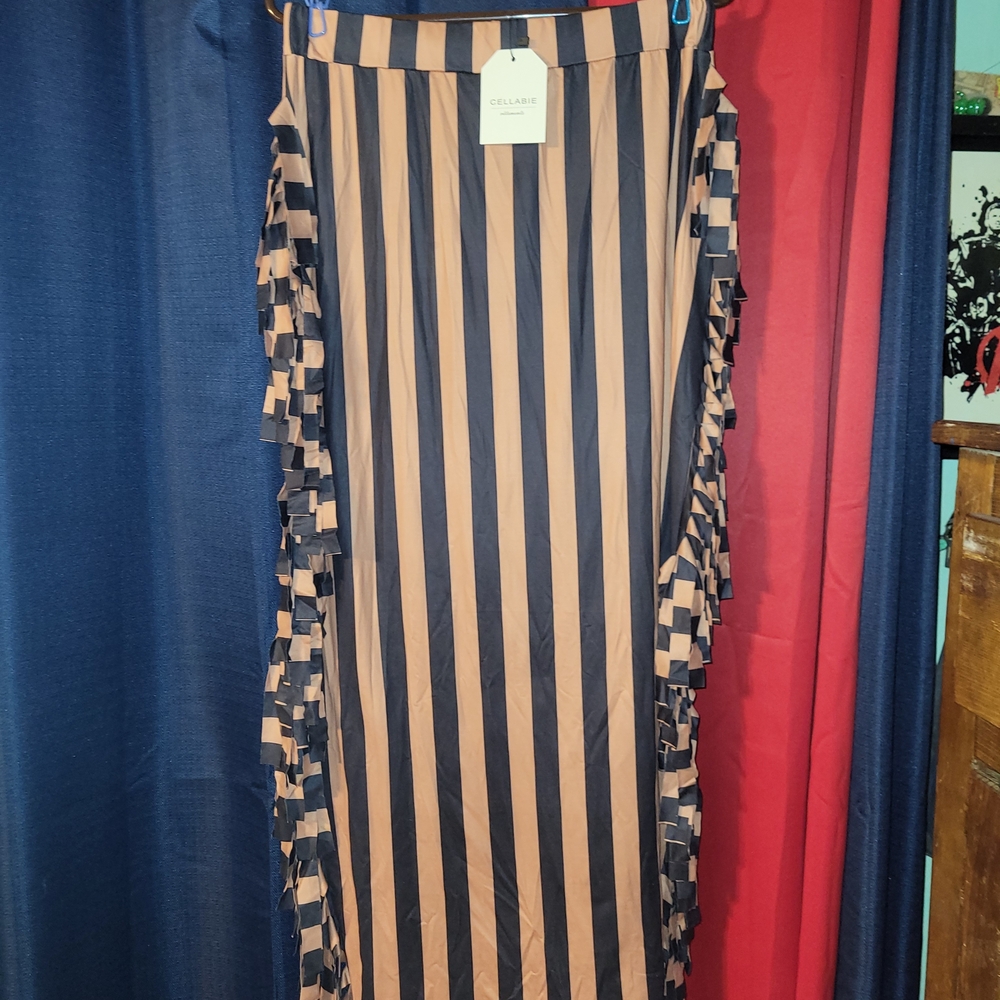 Cellabie 2xl striped fringe skirt new with tags